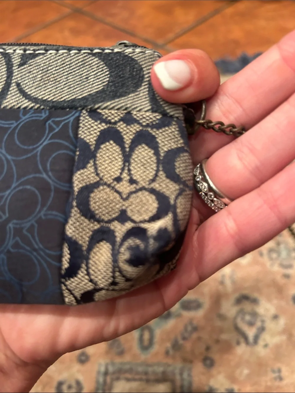 Y2K COACH Navy and Black Patterned Wristlet